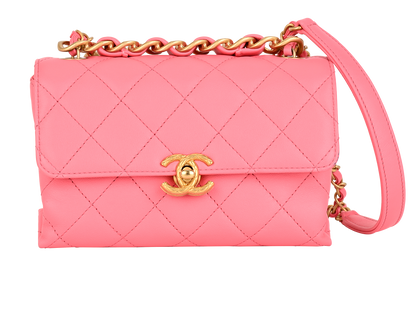 Matelasse Shoulder Bag, &pound;2,350, Handbags, Pink, Leather, Front view